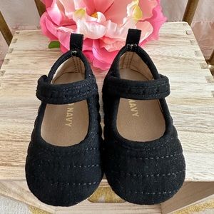 Black Fabric Mary Jane Crib Shoes